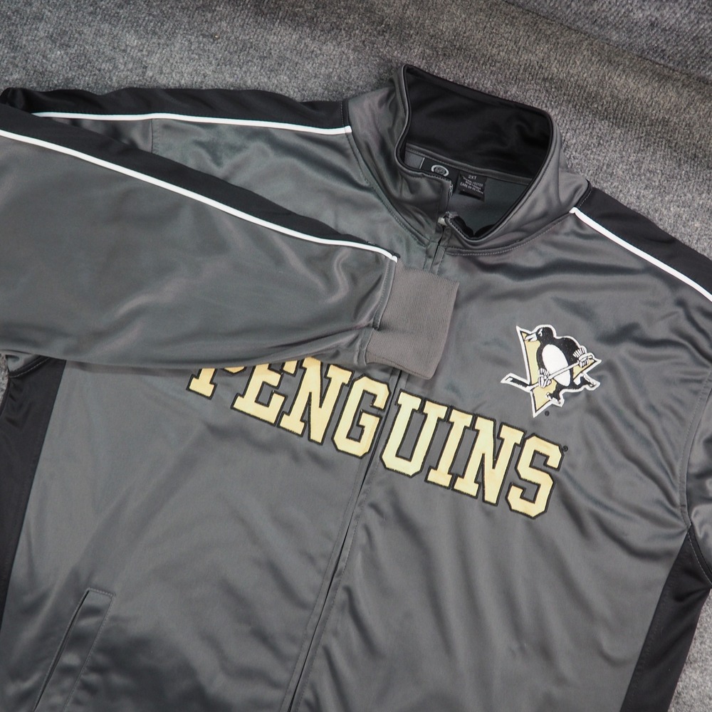 Pittsburgh Penguins Track Jacket Mens 2XL Tall Grey Full Zip Majestic NHL Hockey